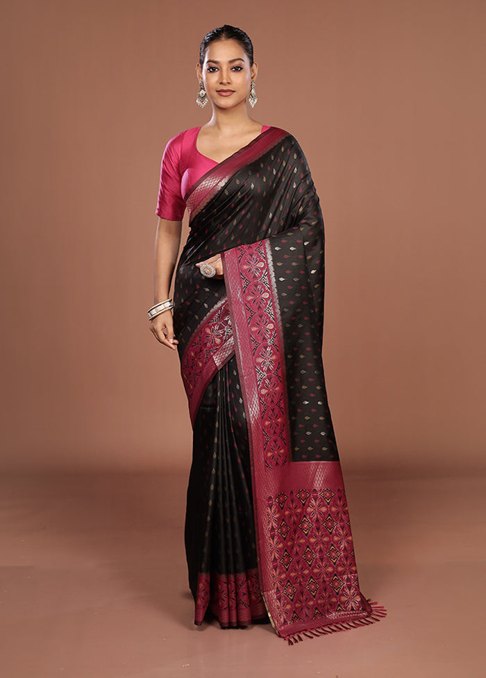 Black Dupion Silk Saree With Blouse Piece