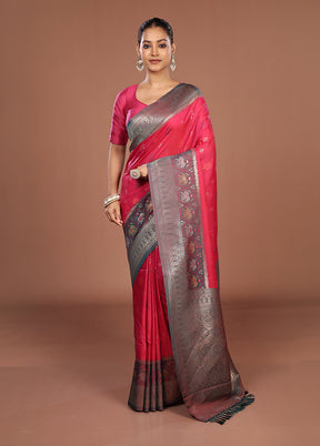 Pink Dupion Silk Saree With Blouse Piece