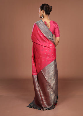 Pink Dupion Silk Saree With Blouse Piece
