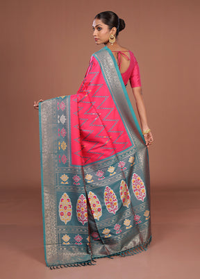 Pink Dupion Silk Saree With Blouse Piece