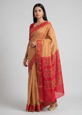 Rust Kanjivaram Silk Saree With Blouse Piece
