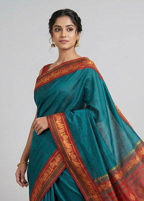 Green Kanjivaram Silk Saree With Blouse Piece