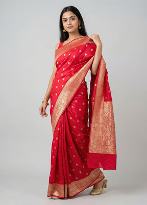 Pink Dupion Silk Saree With Blouse Piece