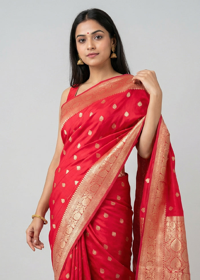 Pink Dupion Silk Saree With Blouse Piece