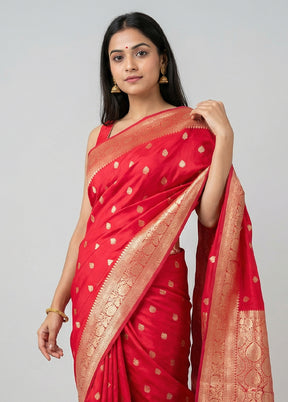 Pink Dupion Silk Saree With Blouse Piece