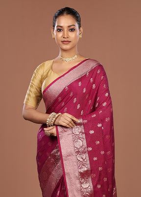 Purple Dupion Silk Saree With Blouse Piece