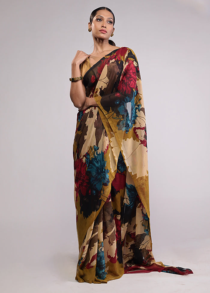 Red Chiffon Silk Saree With Blouse Piece