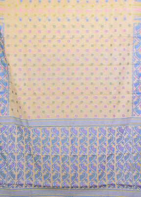 Cream Jamdani Cotton Saree Without Blouse Piece