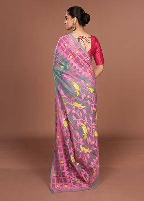 Green Jamdani Cotton Saree Without Blouse Piece