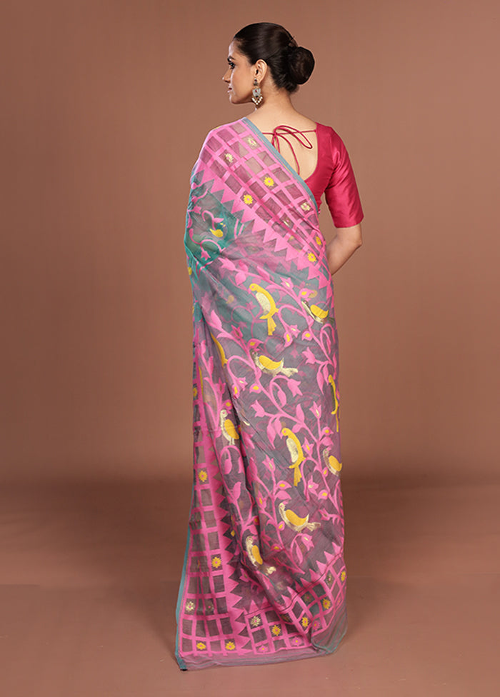 Green Jamdani Cotton Saree Without Blouse Piece