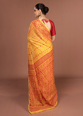 Yellow Jamdani Cotton Saree Without Blouse Piece