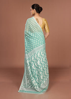 Green Jamdani Cotton Saree Without Blouse Piece