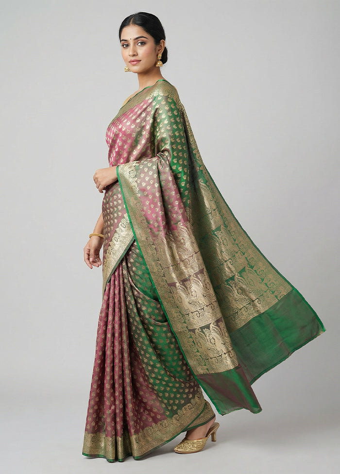Green Handloom Banarasi Pure Silk Saree With Blouse Piece