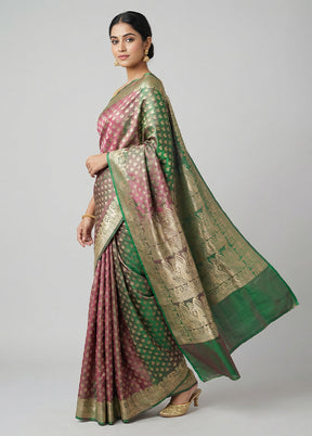 Green Handloom Banarasi Pure Silk Saree With Blouse Piece