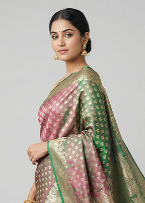 Green Handloom Banarasi Pure Silk Saree With Blouse Piece