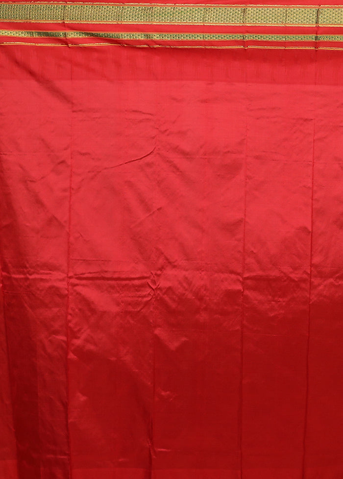 Green Handloom Kanjivaram Pure Silk Saree With Blouse Piece