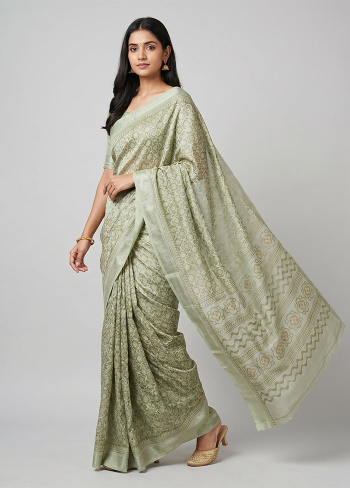 Green Kota Silk Saree With Blouse Piece