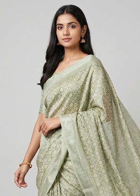 Green Kota Silk Saree With Blouse Piece