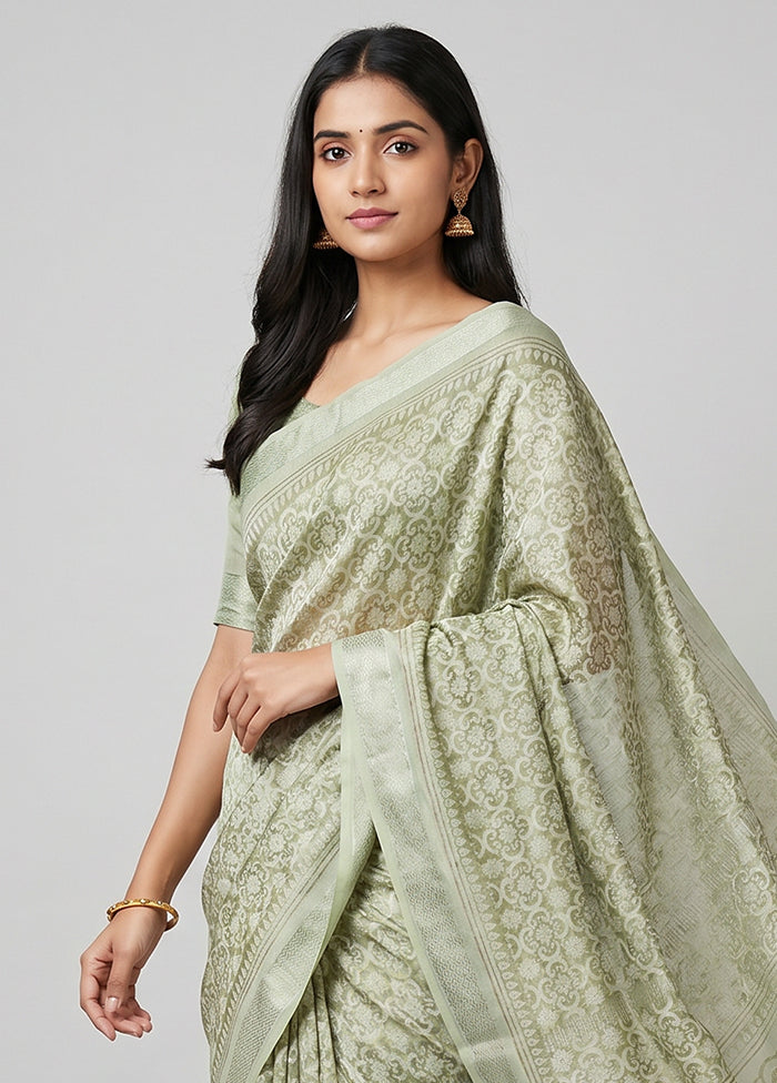 Green Kota Silk Saree With Blouse Piece