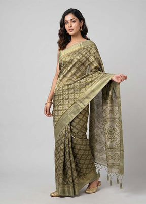 Green Kota Silk Saree With Blouse Piece