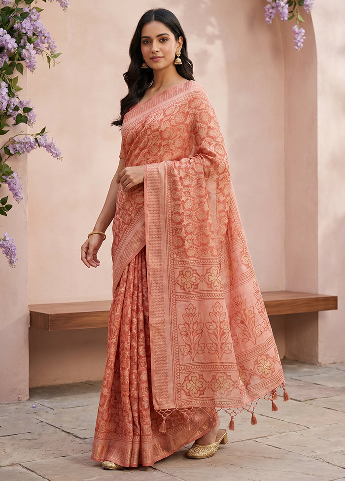 Pink Kota Silk Saree With Blouse Piece