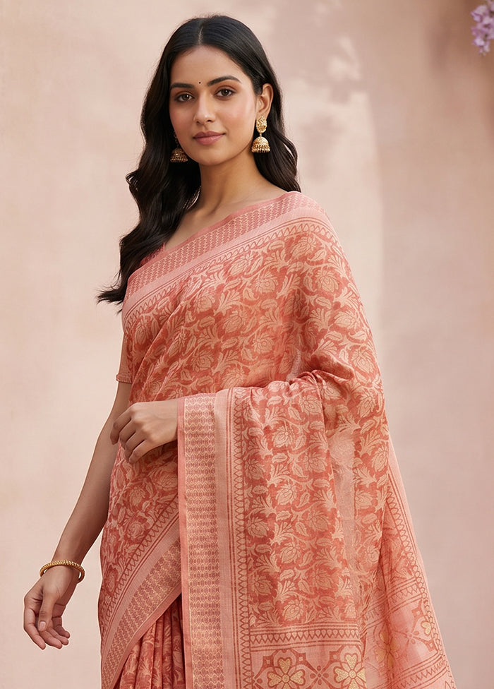 Pink Kota Silk Saree With Blouse Piece