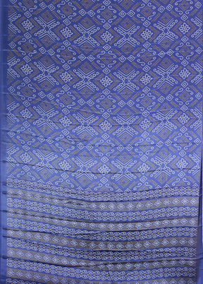 Blue Chiffon Silk Saree With Blouse Piece
