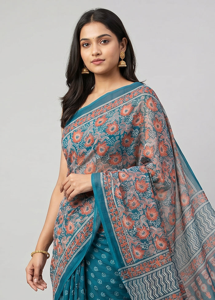 Multicolor Chiffon Silk Saree With Blouse Piece