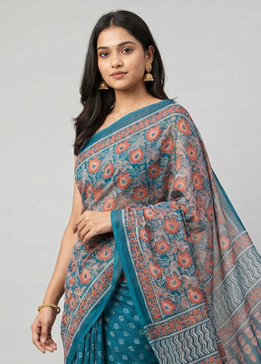 Multicolor Chiffon Silk Saree With Blouse Piece