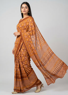 Multicolor Chiffon Silk Saree With Blouse Piece