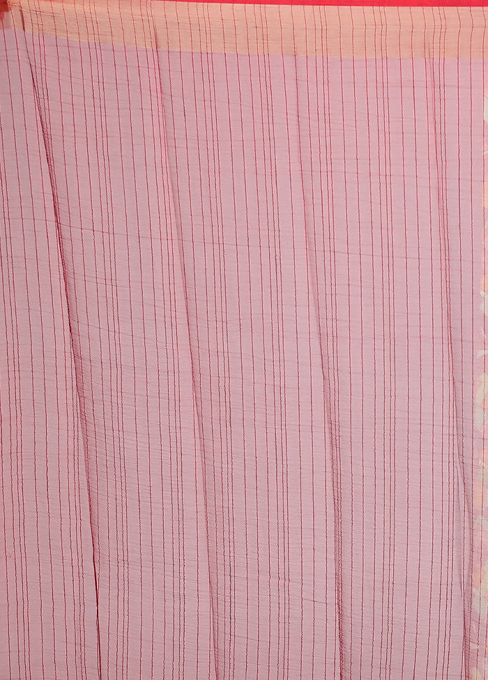 Red Chiffon Silk Saree With Blouse Piece