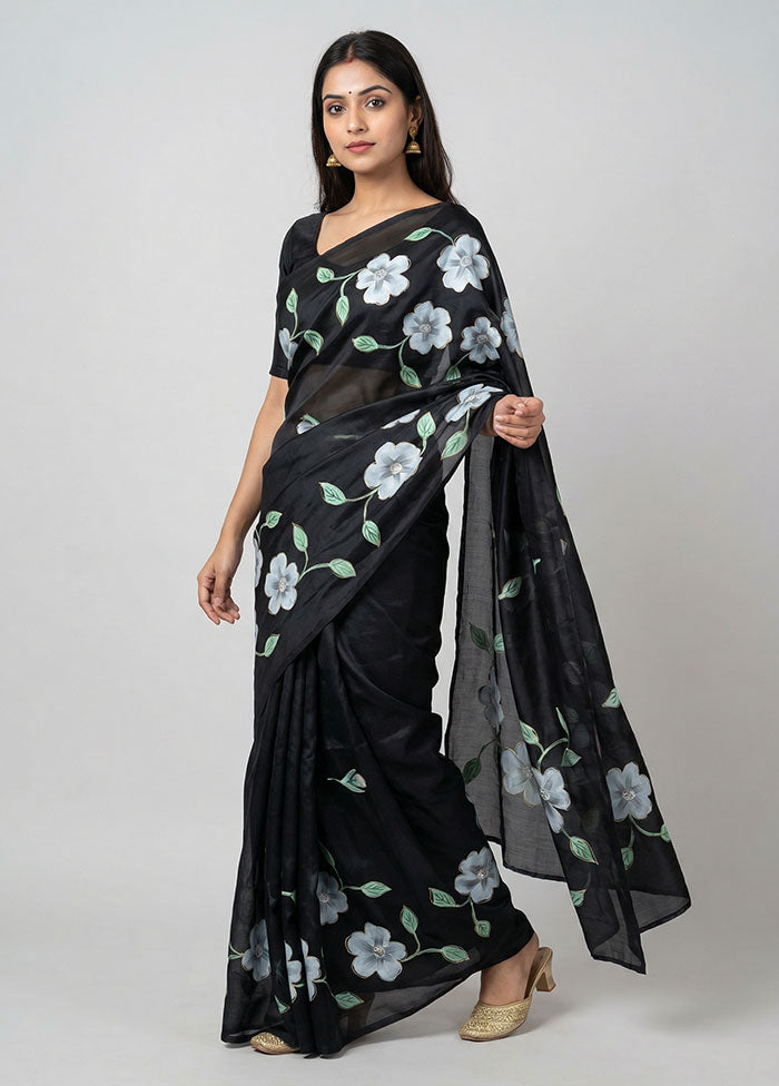 Black Organza Saree With Blouse Piece