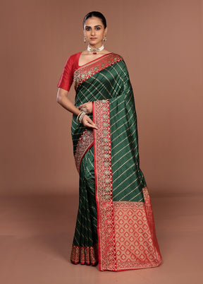 Green Katan Silk Saree With Blouse Piece