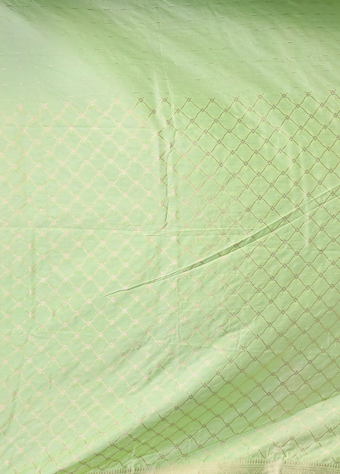 Green Dupion Silk Saree With Blouse Piece