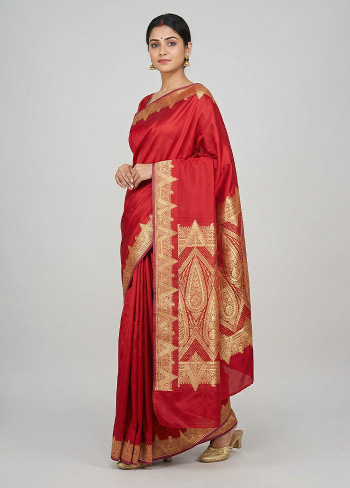 Pink Banarasi Silk Saree With Blouse Piece