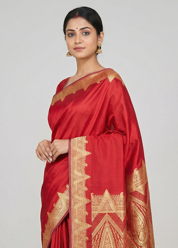 Pink Banarasi Silk Saree With Blouse Piece