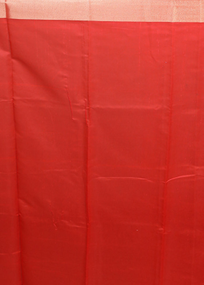 Red Kora Silk Saree With Blouse Piece