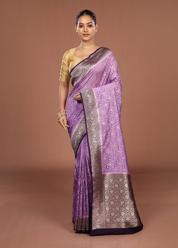 Purple Georgette Saree With Blouse Piece