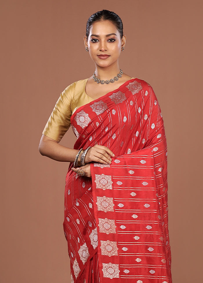 Red Georgette Saree With Blouse Piece