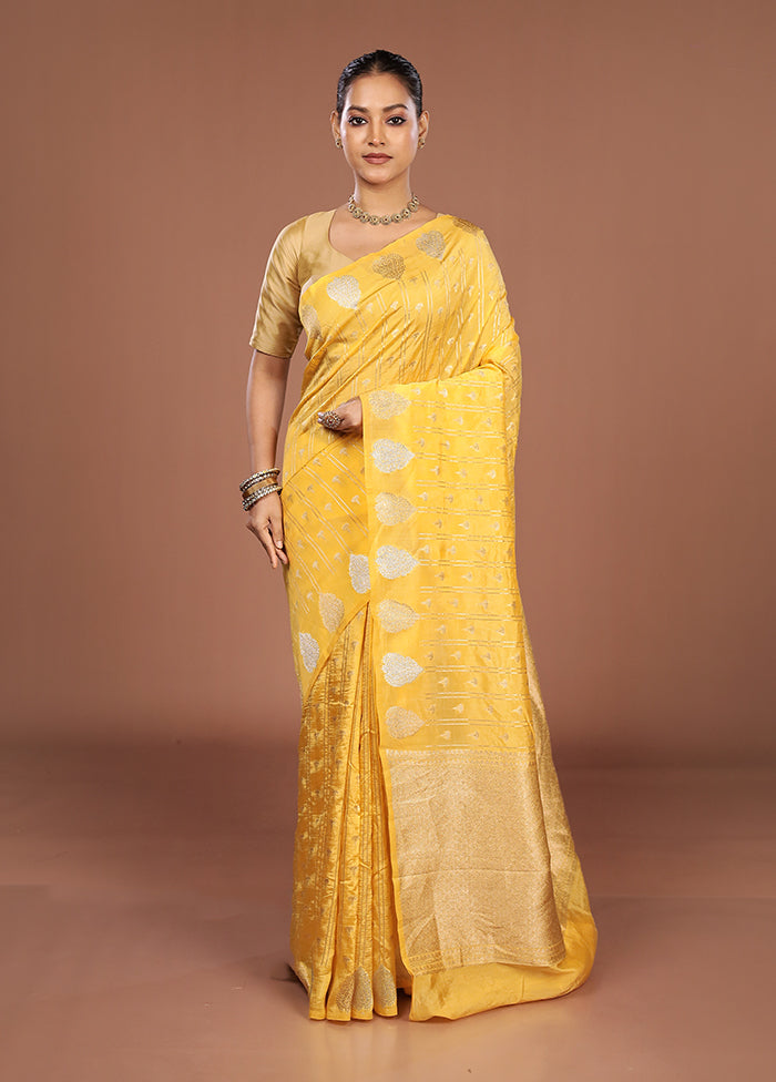 Yellow Georgette Saree With Blouse Piece