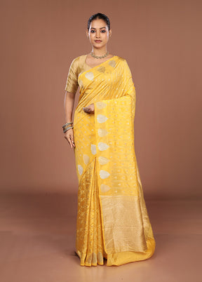 Yellow Georgette Saree With Blouse Piece