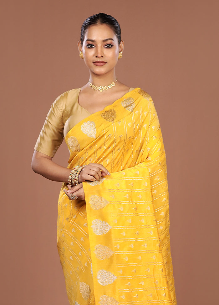 Yellow Georgette Saree With Blouse Piece