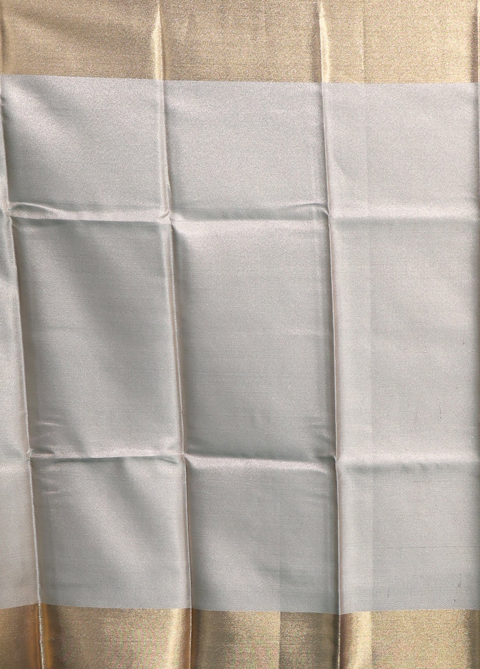 Grey Tissue Silk Saree With Blouse Piece