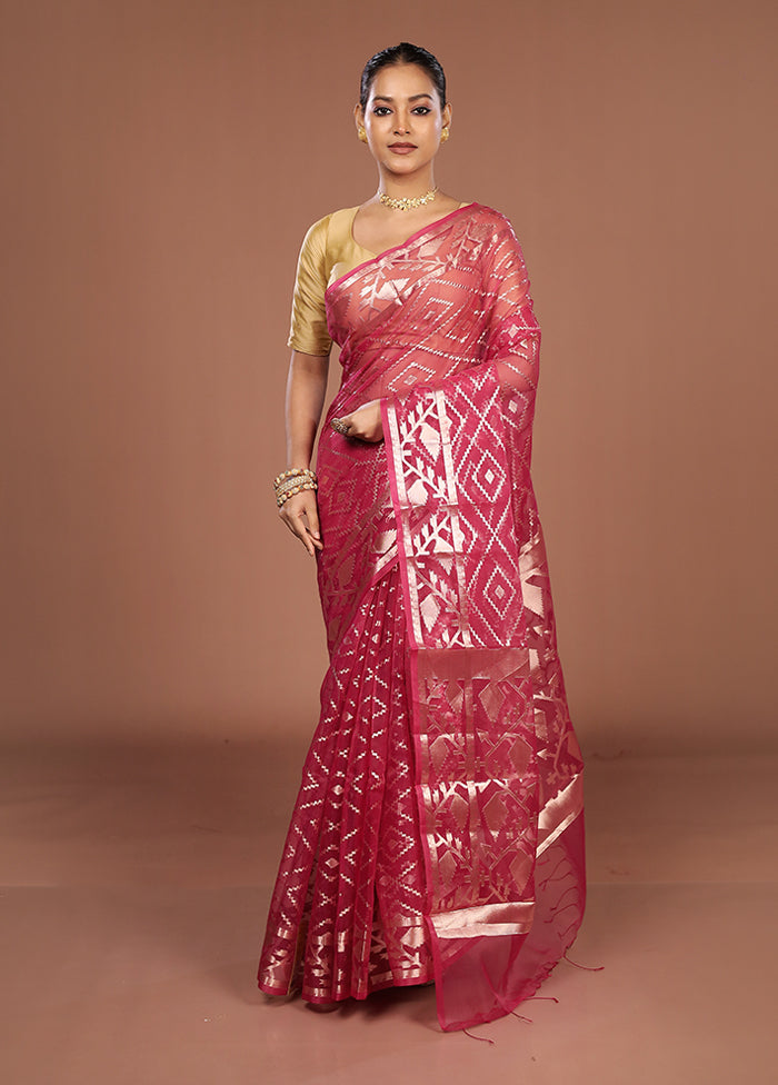 Pink Organza Saree With Blouse Piece