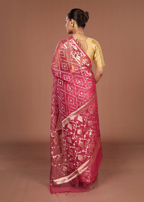 Pink Organza Saree With Blouse Piece