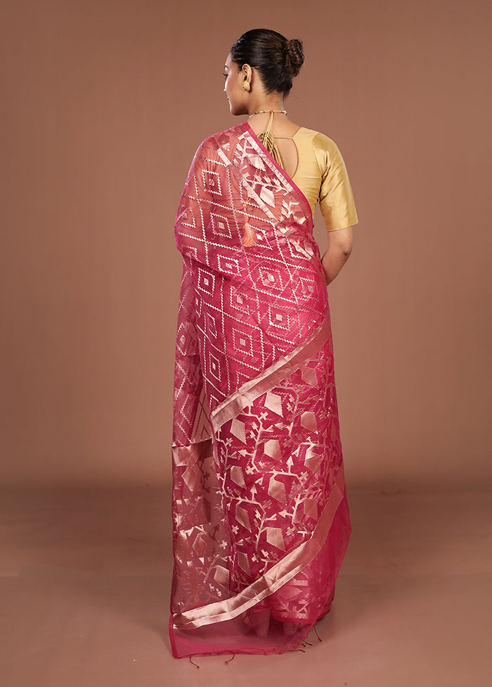 Pink Organza Saree With Blouse Piece
