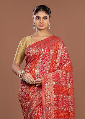 Red Georgette Saree With Blouse Piece