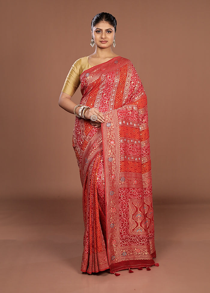 Red Georgette Saree With Blouse Piece