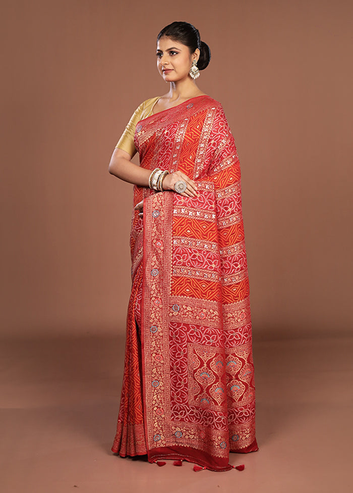 Red Georgette Saree With Blouse Piece