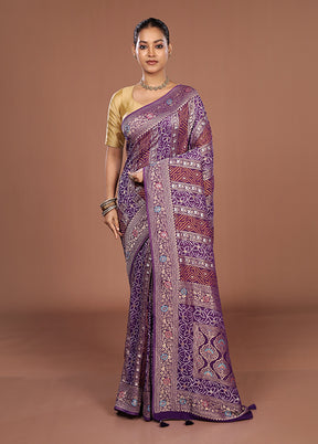 Purple Georgette Saree With Blouse Piece